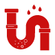 red stylized letter U with water droplets representing plumbing services suitable for five star plumber