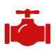 red valve icon representing plumbing systems and water flow control featuring elements of 7 functions or features