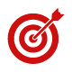 red bullseye target with arrow representing success and goals achievement in a five step process