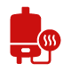 red icon of a medical IV bag with dripping fluid representing health care and essential nourishment for seven patients