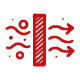 red airflow icon showing directional movement through a central barrier representing air management for efficient systems 9 solutions for optimized airflow